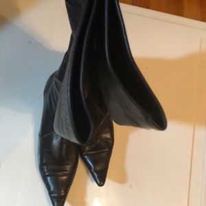Black and brown leather boots size 9, 3” heel